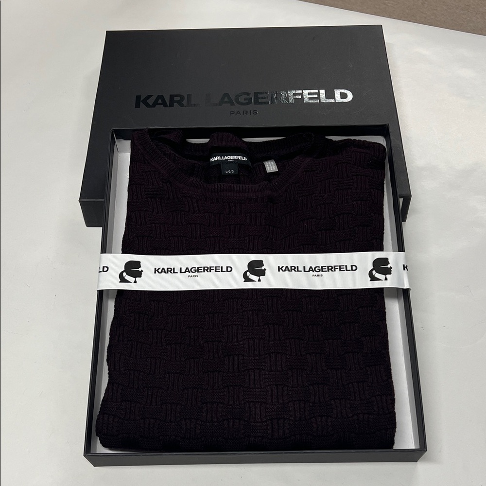 New in box: Karl Lagerfeld Men's Dark Purple Crewneck Sweater
